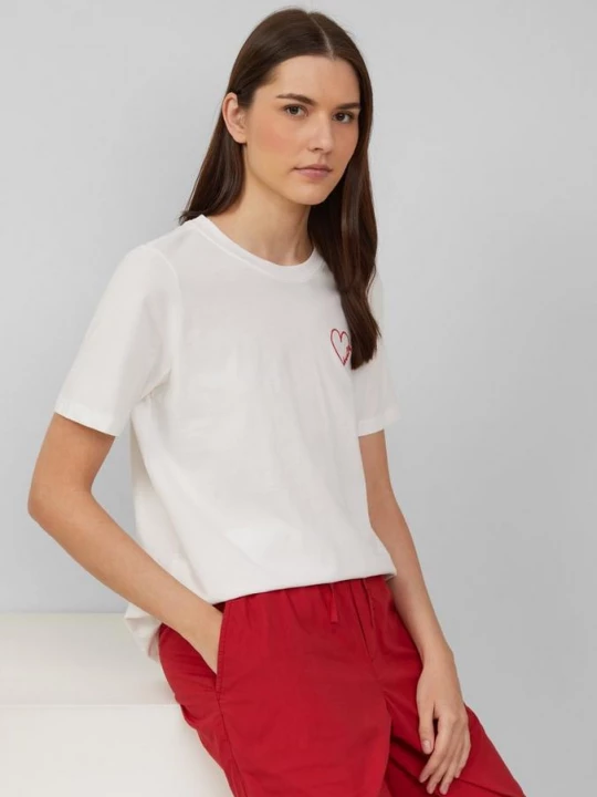 Foto van product Jersey shirt van katoen met borduursel s.Oliver crème
