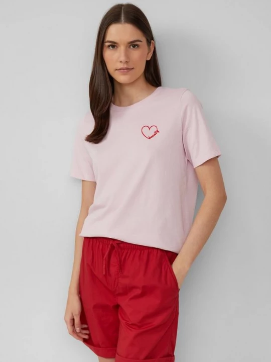 Foto van product Jersey shirt van katoen met borduursel s.Oliver roze