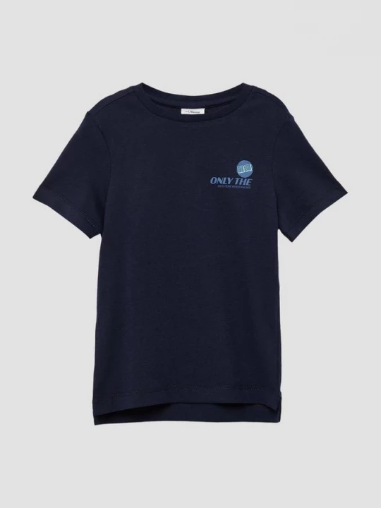 Foto van product Jersey shirt van katoen met print op de voor- en achterkant s.Oliver blauw