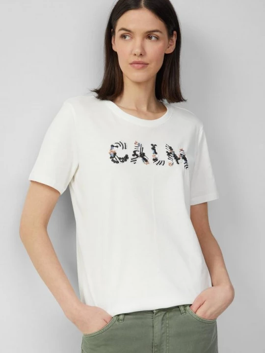 Foto van product Jersey T-shirt in een relaxed fit met artwork s.Oliver crème