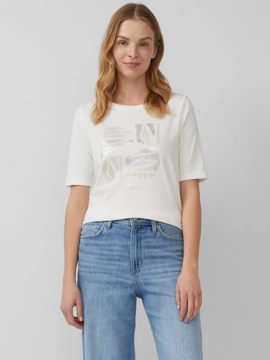 Foto van product Jersey T-shirt in een slim fit met print op de voorkant s.Oliver crème