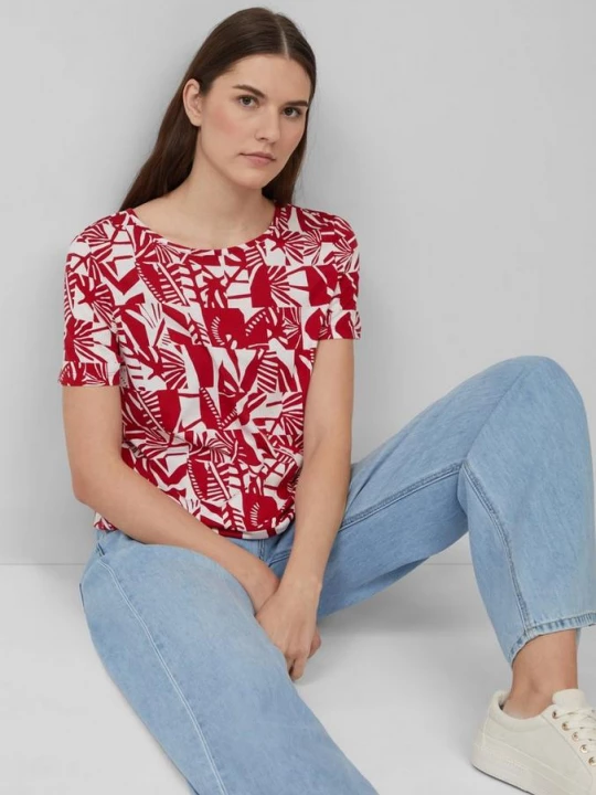 Foto van product Jersey T-shirt in O-shape met cut-out s.Oliver rood