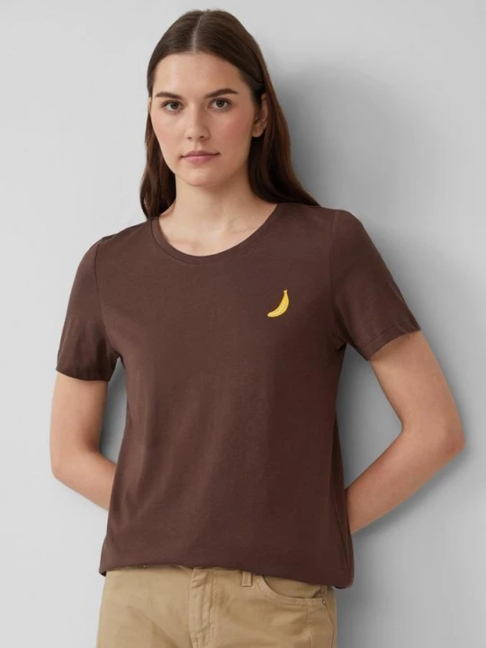 Foto van product Jersey T-shirt met borduursel s.Oliver bruin