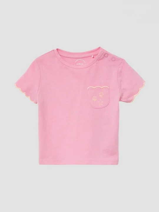 Foto van product Jersey T-shirt met geschulpte rand en borstzak s.Oliver roze