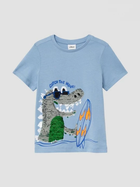 Foto van product Jersey T-shirt met omkeerbare pailletjes s.Oliver blauw