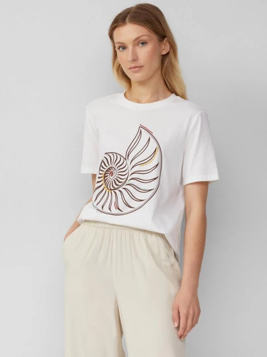 Foto van product Jersey T-shirt met print op de voorkant en decoratieve kralen s.Oliver wit