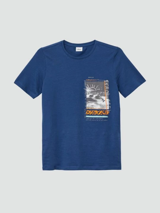 Foto van product Jersey T-shirt met print op de voorkant s.Oliver blauw