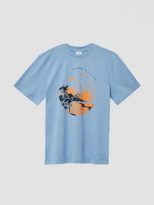 Foto van product Jersey T-shirt met print op de voorkant s.Oliver blauw