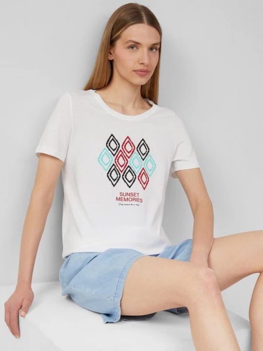 Foto van product Jersey T-shirt met print op de voorkant s.Oliver wit
