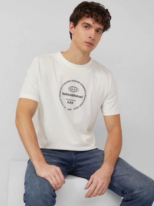 Foto van product Jersey T-shirt met print op voorzijde s.Oliver crème