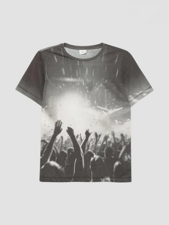 Foto van product Jersey T-shirt met ronde hals en all-over print s.Oliver grijs