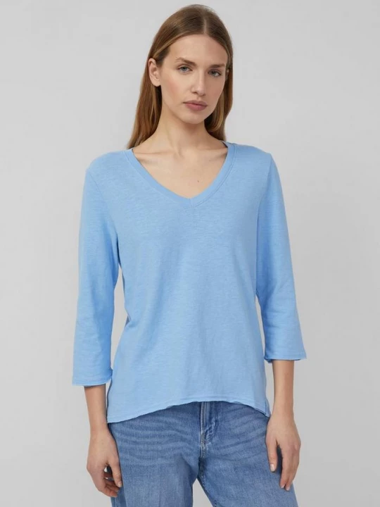 Foto van product Jersey T-shirt met vlamgarenstructuur en afgeronde zoom s.Oliver blauw
