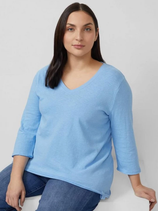 Foto van product Jersey T-shirt met vlamgarenstructuur en afgeronde zoom s.Oliver blauw