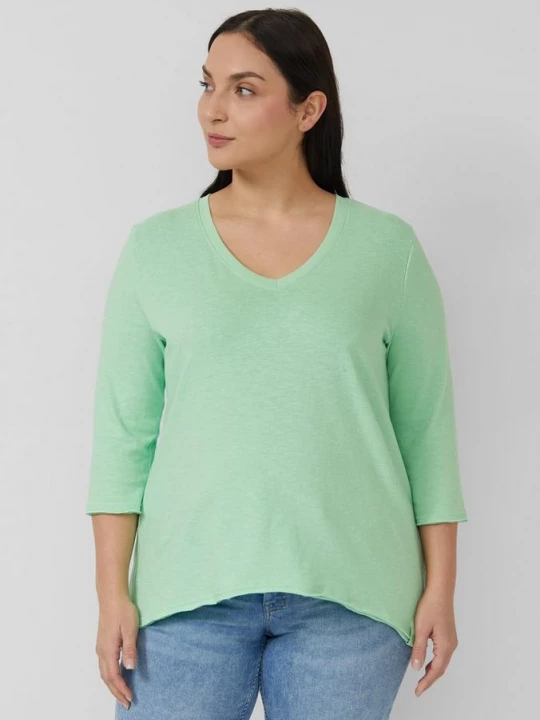 Foto van product Jersey T-shirt met vlamgarenstructuur en afgeronde zoom s.Oliver groen