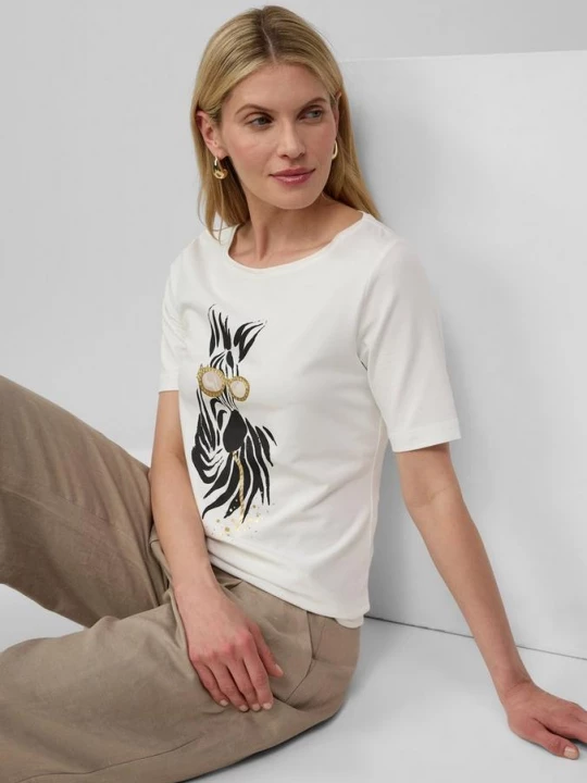 Foto van product Jersey T-shirt met zebra-artwork s.Oliver crème