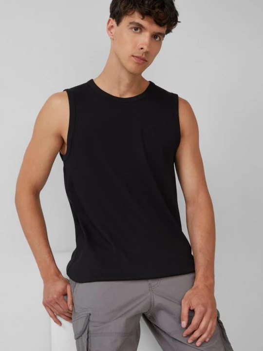 Foto van product Jersey tanktop met geribbelde textuur s.Oliver zwart
