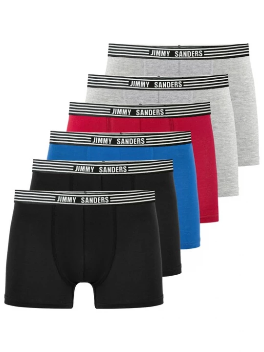Foto van product Jimmy Sanders Boxershorts blauw / grijs / bloedrood / zwart / wit