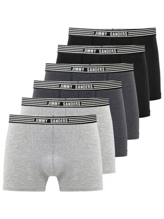 Foto van product Jimmy Sanders Boxershorts grijs gemêleerd / zwart / wit