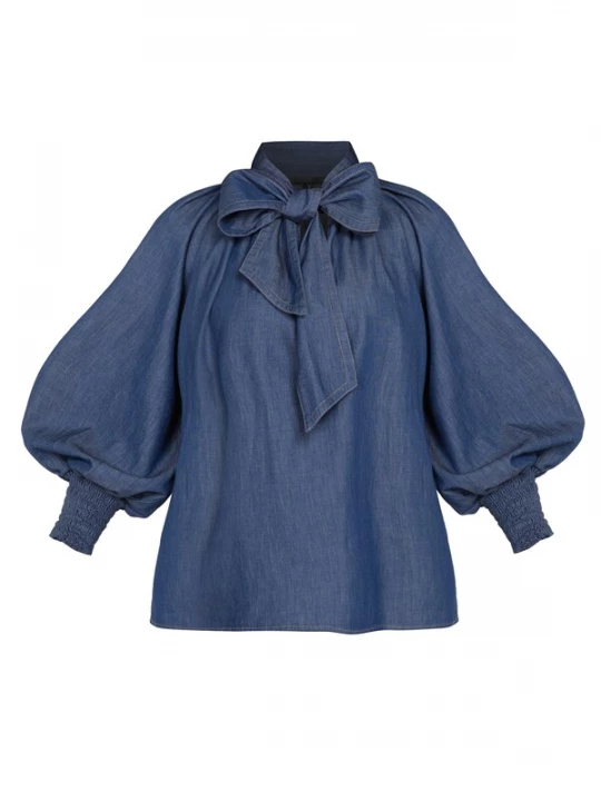 Foto van product JIORO Blouse 'ESSENTIALS' blauw denim