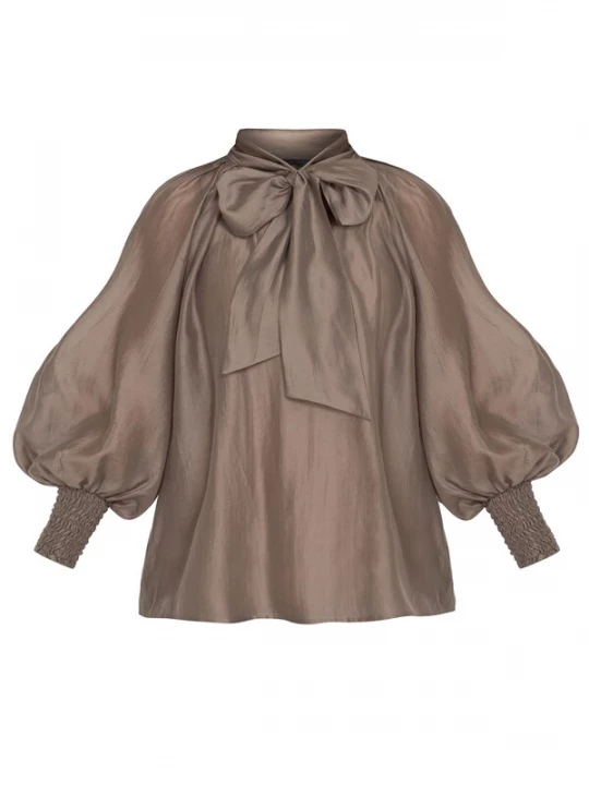 Foto van product JIORO Blouse 'ESSENTIALS' mokka