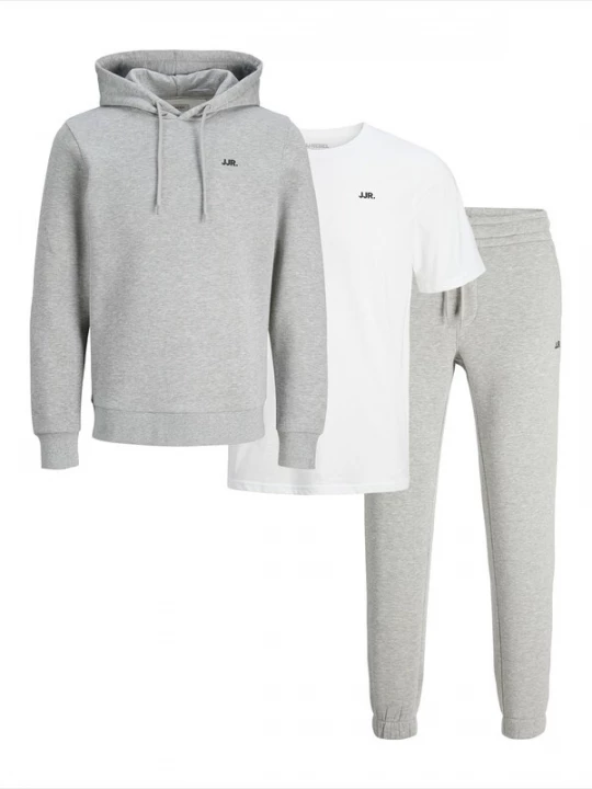 Foto van product JJ Rebel Joggingpak grijs gemêleerd / wit