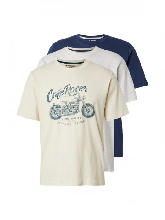 Foto van product JJ Rebel Shirt 'JREBMATHEO' beige / navy / cyaan blauw / lichtgrijs