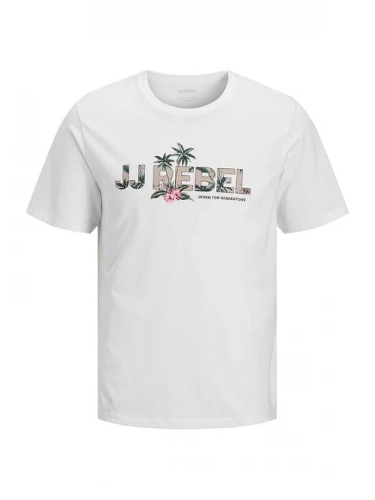 Foto van product JJ Rebel Shirt 'JREBRUSSEL FLOWER' donkergroen / lichtroze / zwart / wit
