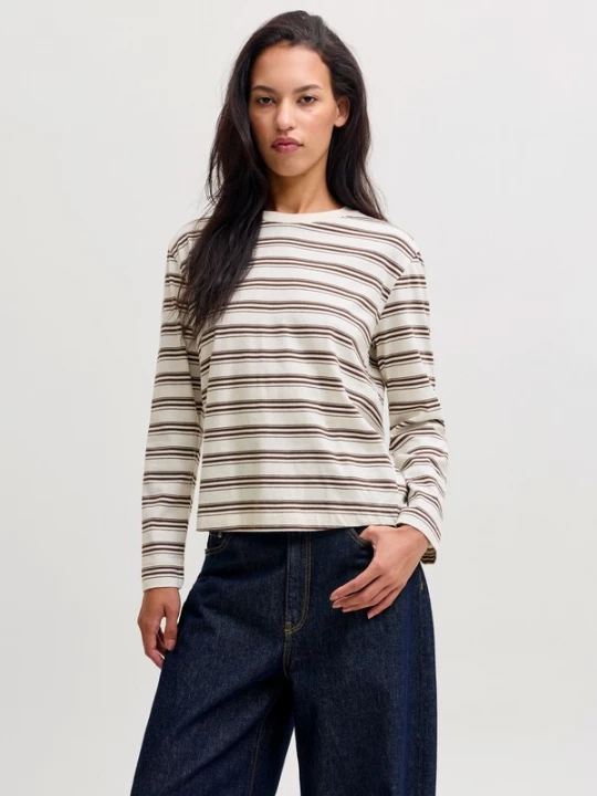 Foto van product JJXX Shirt 'JXSOPHIA' bruin / wit