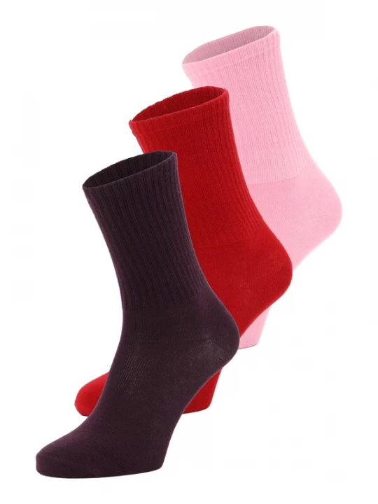 Foto van product JJXX Sokken 'JXKATHY' aubergine / lichtroze / knalrood