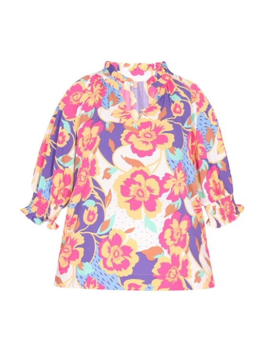 Foto van product joella Blouse lichtblauw / lila / pastelroze / wit