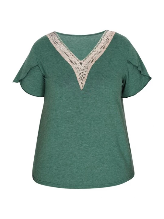 Foto van product joella Shirt crème / donkergroen