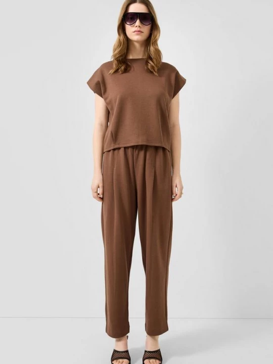 Foto van product Joggingbroek van interlockjersey QS bruin
