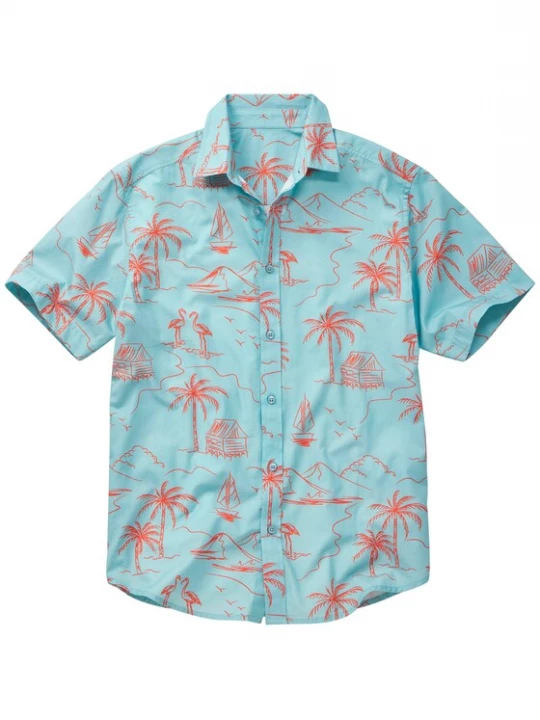 Foto van product JOHN DEVIN Overhemd 'Hawaii' lichtblauw / oranje