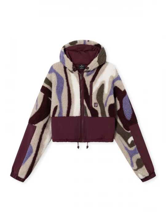 Foto van product Johnny Urban Fleece jas 'Carey' cappuccino / olijfgroen / wijnrood / wit