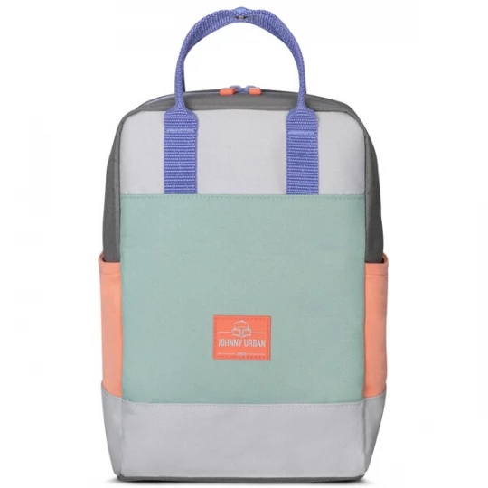 Foto van product Johnny Urban Rugzak 'Linus' lichtgrijs / mintgroen / zalm roze