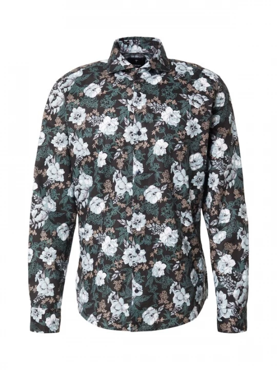 Foto van product JOOP! Overhemd 'Pai' donkerbeige / pastelblauw / donkerblauw / donkergroen