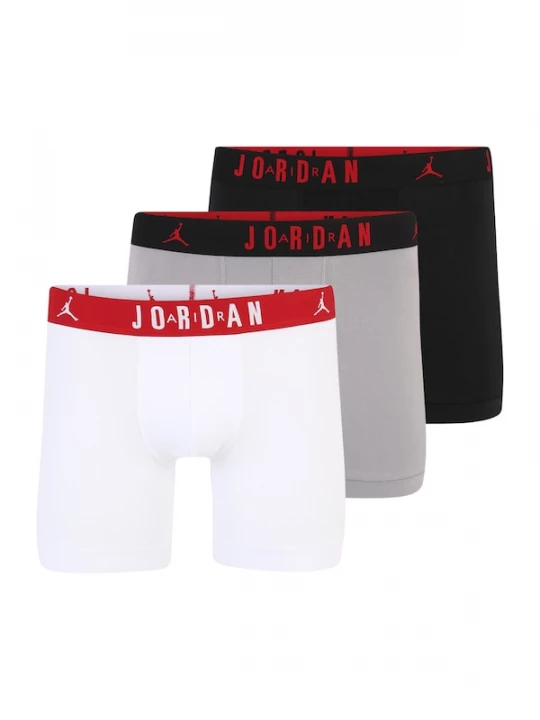 Foto van product Jordan Boxershorts 'FLIGHT Cotton Core Boxer Briefs' grijs gemêleerd / rood / zwart / wit