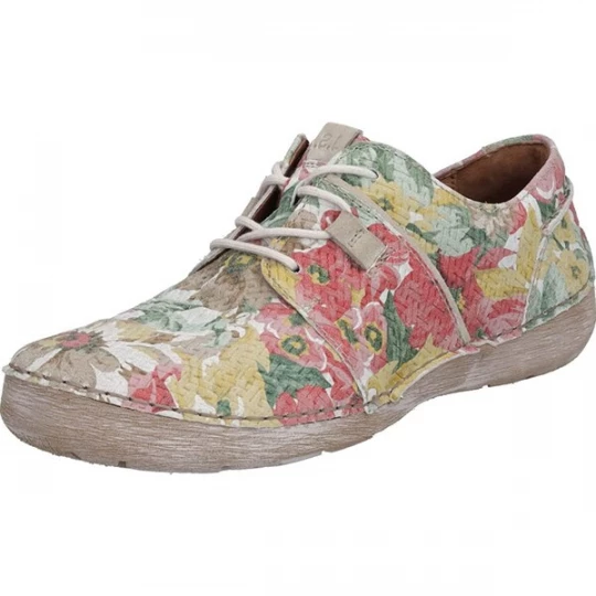 Foto van product JOSEF SEIBEL Veterschoen donkerbeige / geel / smaragd / pastelrood