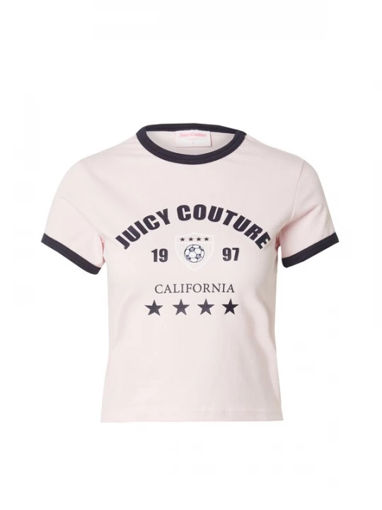 Foto van product Juicy Couture Shirt 'The Arched Football Ringer' pastelroze / zwart / wit