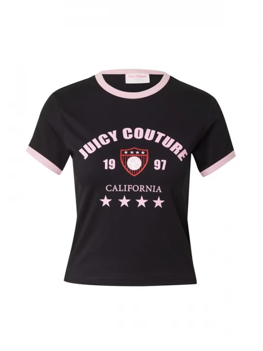 Foto van product Juicy Couture Shirt 'The Arched Football Ringer' rosé / rood / zwart / offwhite