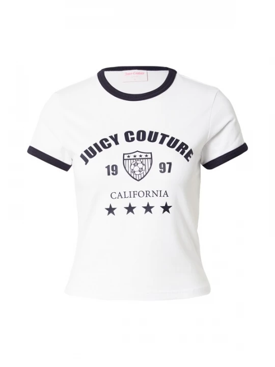 Foto van product Juicy Couture Shirt 'The Arched Football Ringer' zwart / wit