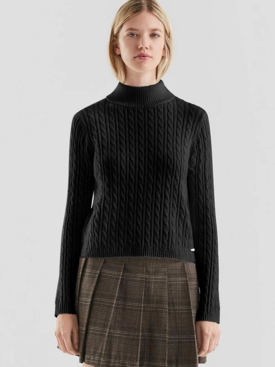 Foto van product Jumper met kabelpatroon QS zwart