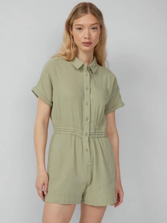 Foto van product Jumpsuit van mousseline met elastische tailleband QS groen