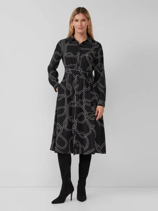 Foto van product Jurk met rimpels en strikceintuur s.Oliver zwart
