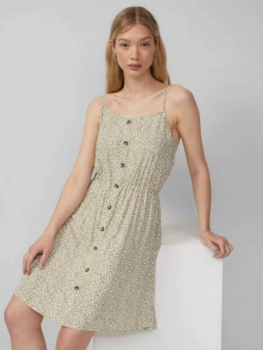 Foto van product Jurk met spaghettibandjes van viscose QS olijfgroen