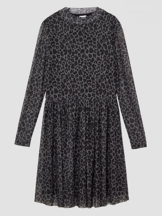 Foto van product Jurk van mesh met ondoorzichtige voering en all-over print s.Oliver grijs