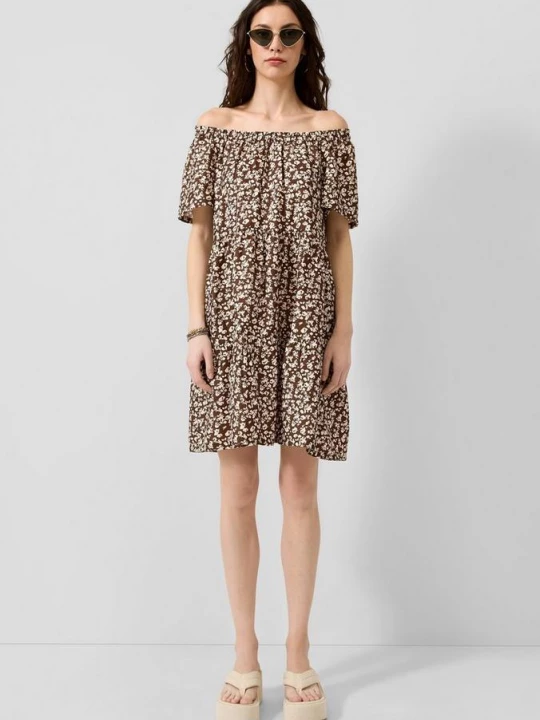 Foto van product Jurk van viscose-mix met carmenhalslijn QS