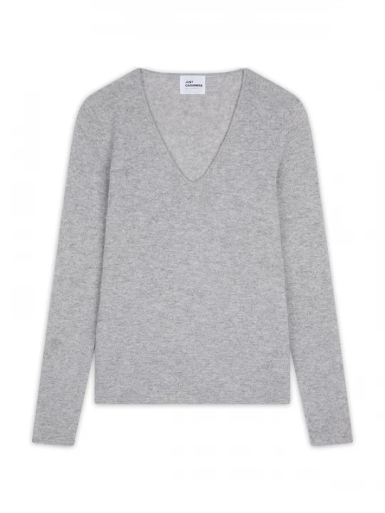Foto van product JUST CASHMERE Trui 'Joan' grijs gemêleerd