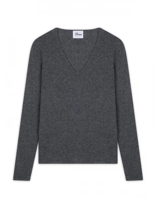 Foto van product JUST CASHMERE Trui 'Joan' grijs gemêleerd