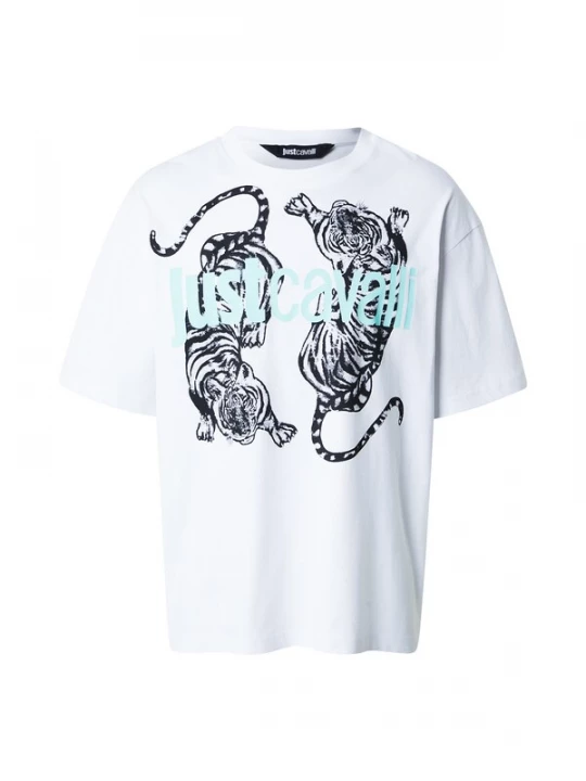 Foto van product Just Cavalli Shirt 'TIGERS' aqua / zwart / wit